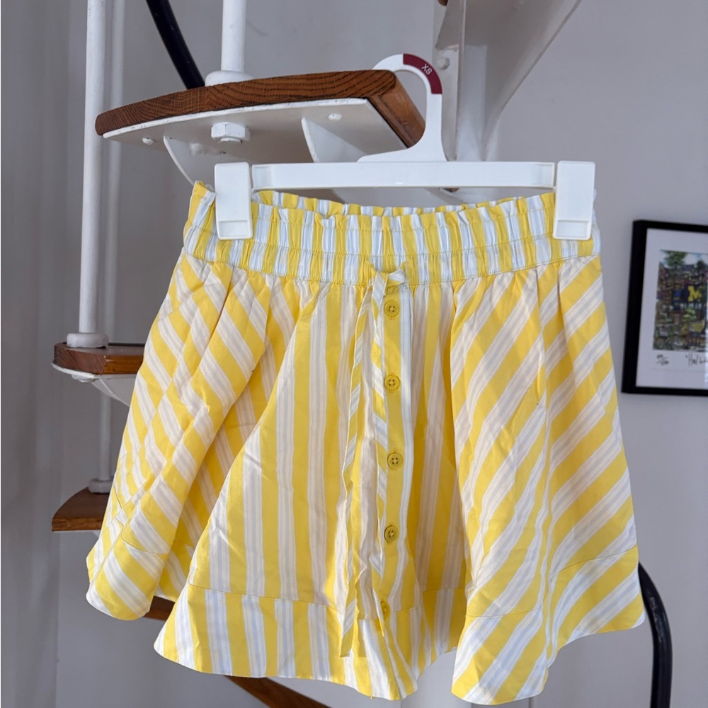 NWT aerie skort size XS Yellow and White Striped Button-Up Skirt